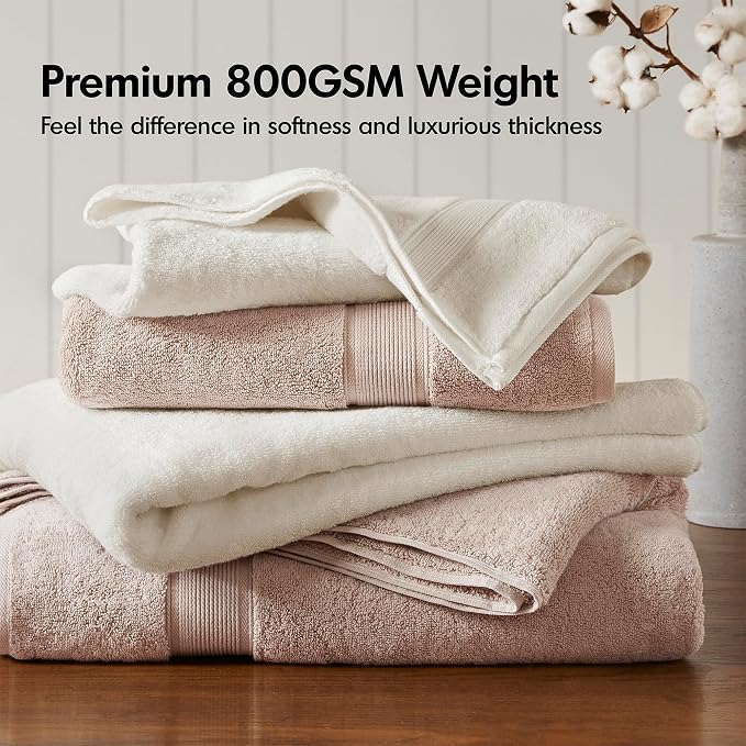 Madison Park 800GSM Bathroom Towel Set of 8 100% Cotton Bath Towel Set - Image 2