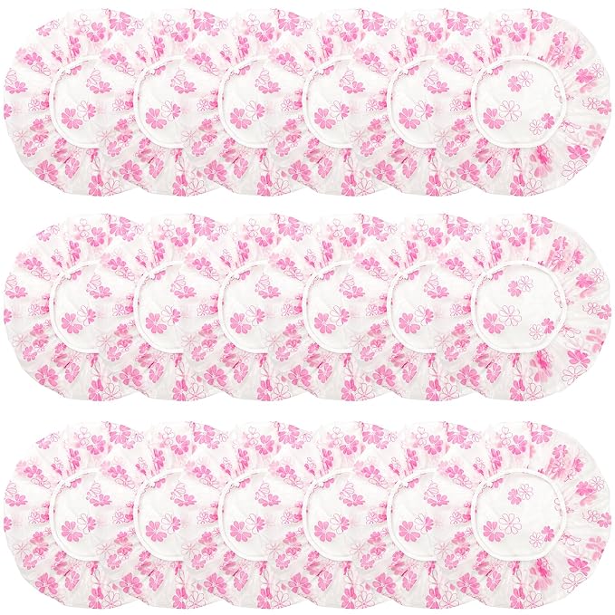 18Pcs Plastic Shower Caps for Women Waterproof Bath Caps Bathing Hair Cap by ZGQHZR