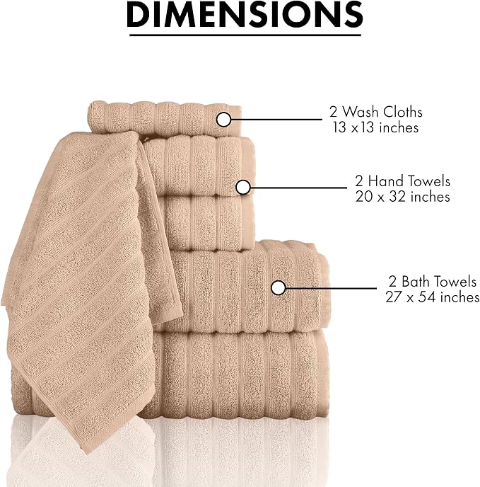 Classic Turkish Towels CTT Luxury 6 Piece Towel Set, 100% Turkish Cotton - Image 5
