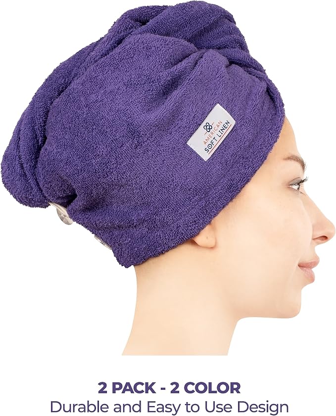American Soft Linen 100% Cotton Hair Towels - Image 3