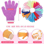 Tegeme 100 Pcs Exfoliating Gloves Bulk Double Sided Nylon Colorful Bath Shower - Image 2