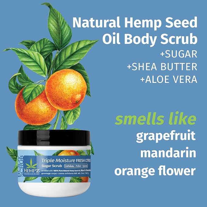 Hempz NEW Mini Sugar Body Scrub, Triple Moisture Fresh Citrus, Travel Size - Image 3