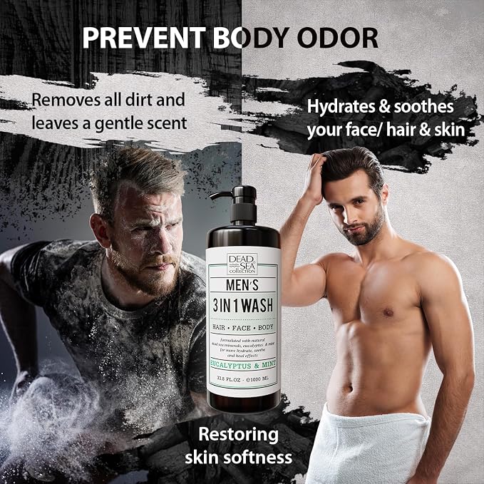 Dead Sea Collection Mens Body Wash 3 in 1 – Eucalyptus Body Wash - Image 6