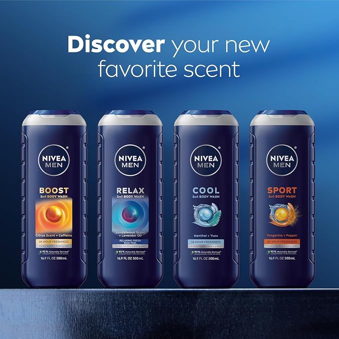 NIVEA MEN Relax Body Wash, Lavender and Sandalwood Scent, 3-in-1 Men's Body Wash - Image 8