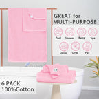 Pink Towels - 100% Cotton, Quick Dry, Lightweight, Towel Set of 6, 2 Large Bath - Image 3