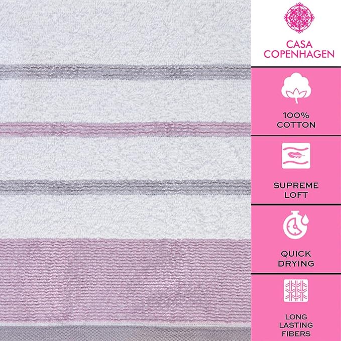 CASA COPENHAGEN White Bay 4Pcs 100% Egyptian Cotton Designer Hand Towels Gift - Image 4