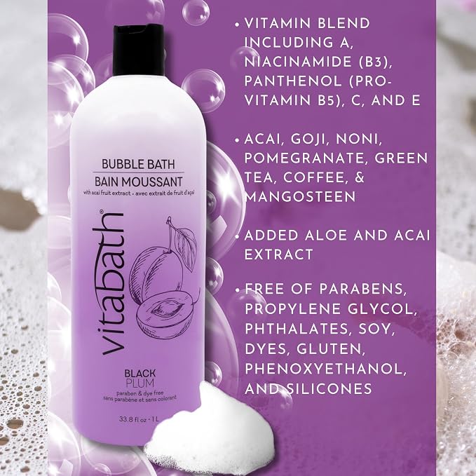 Vitabath Black Plum Bubble Bath Rich Foaming Soak - Image 2
