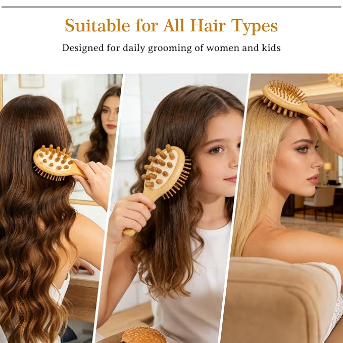 STYLEMATE 2-in-1 Mini Bamboo Hair Brush - Image 6
