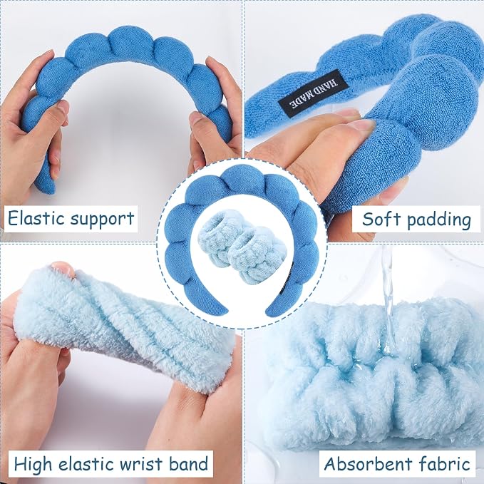 Zkptops Spa Headband for Washing Face Wristband Set Sponge Makeup Skincare - Image 5