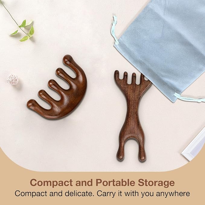 Natural Wooden Hair Growth Scalp Massager Comb - Image 2