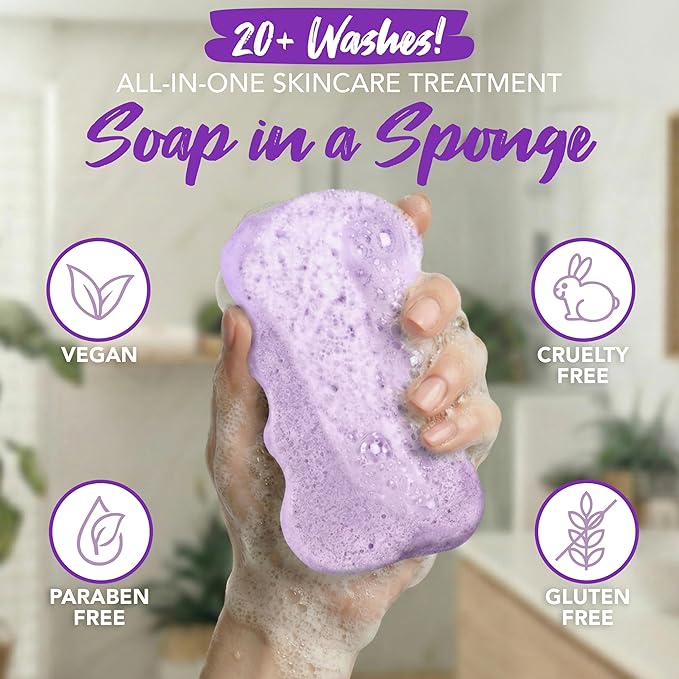 Spongeables Body Wash in a 20+ Wash Sponge, Acai Berry - Image 3