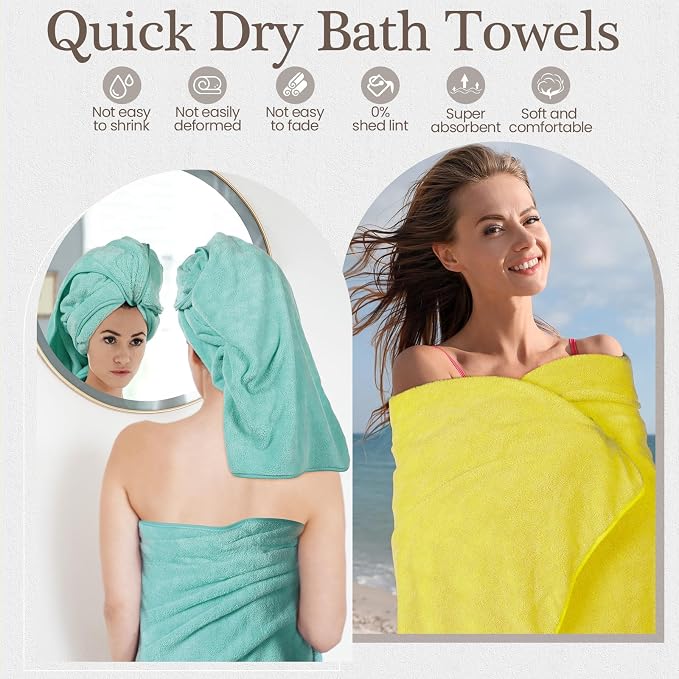 VitalCozy Set of 6 Large Bath Towels - Image 4