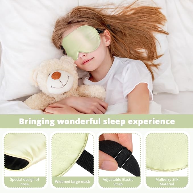Kids Sleep Mask Eye Cover, 100% Real Natural Pure Silk Eye Mask - Image 3
