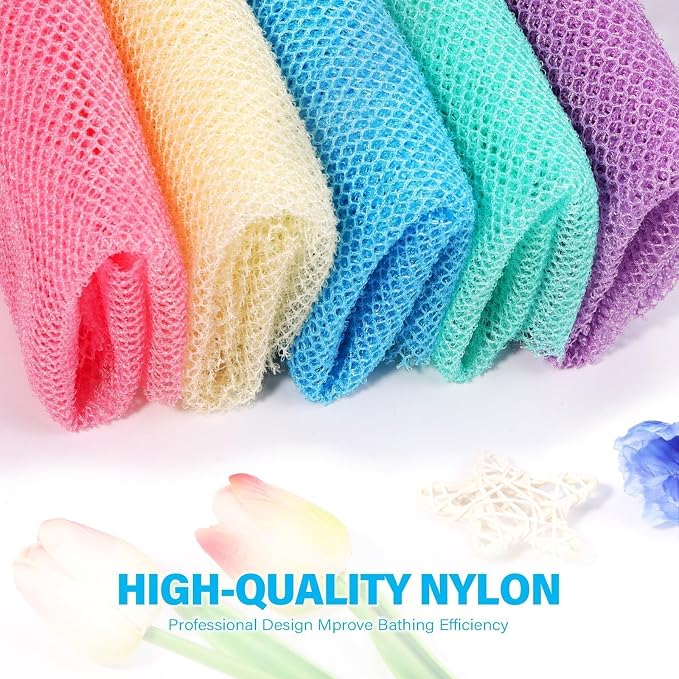 UJFQBH 5 Pieces African Bath Sponge African Net Long Net Bath Sponge - Image 4
