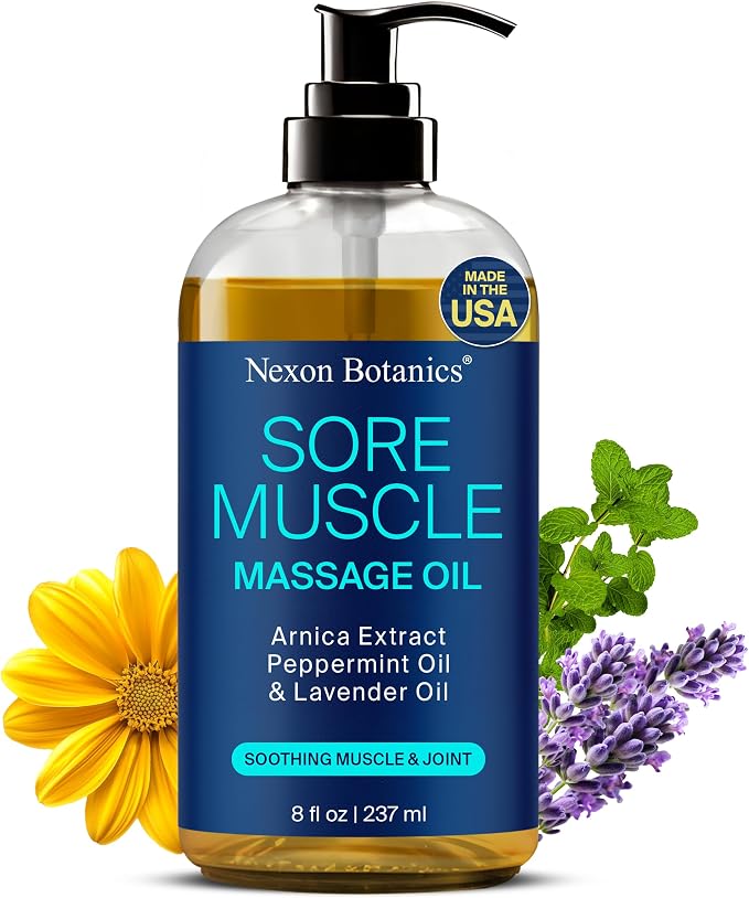 Sore Muscle Massage Oil for Massage Therapy 8 fl oz by NexonBotanics