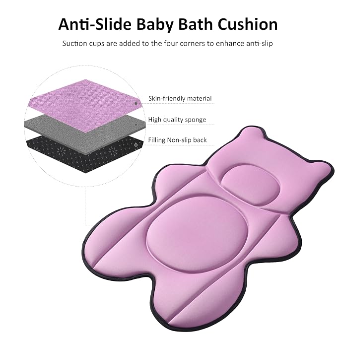 Infant Baby Bath Cushion, Fits Inside Most Baby Bathtubs, Breathable Soft Baby - Image 5