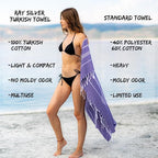 Ray Silver Turkish Beach Towel – 100% Cotton 40x71 Quick Dry Oversized Sand - Image 5