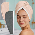 VOOVA & MOVAS Gray & Pink Microfiber Hair Towel Wrap by VOOVAMOVAS