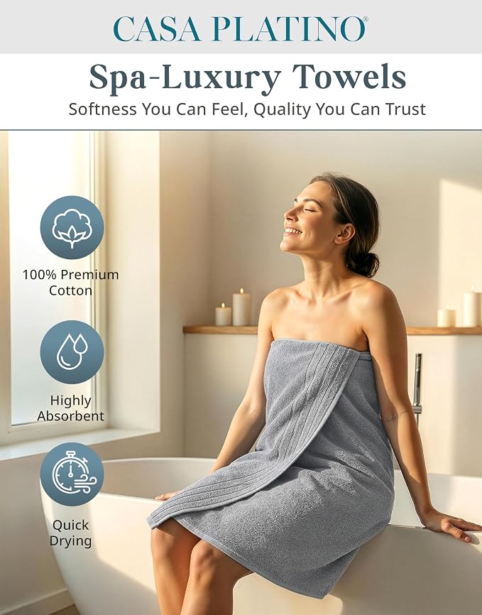 Casa Platino Premium Cotton Bath Towel Set 8 Pcs - Image 2