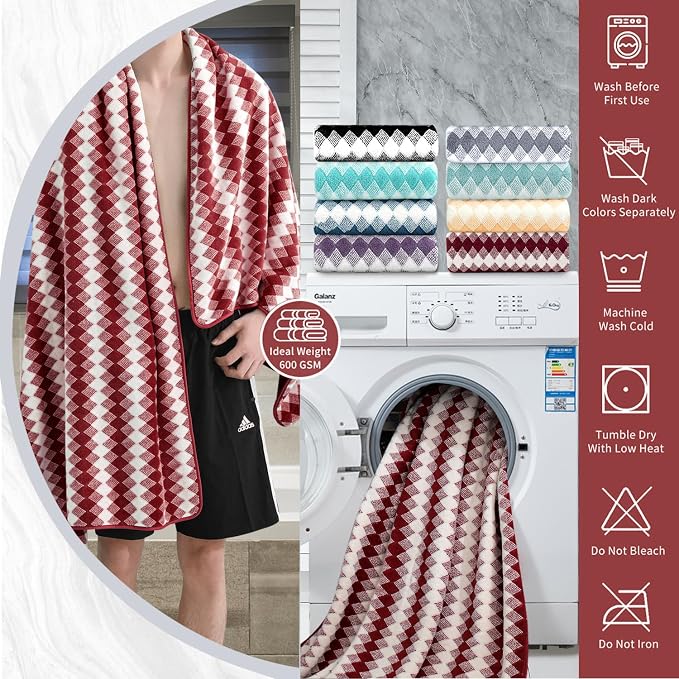4 Piece Bath Towel Set Oversized Bath Sheet 35"x70" Bathroom Towel Extra Large - Image 3