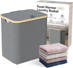 2-in-1 35L Towel Warmer & 46L Laundry Basket, Foldable Towel Warmers - Image 8