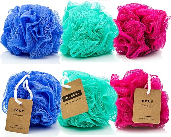 IMPRESA Mesh Bath & Shower Loofah Sponges by IMPRESA