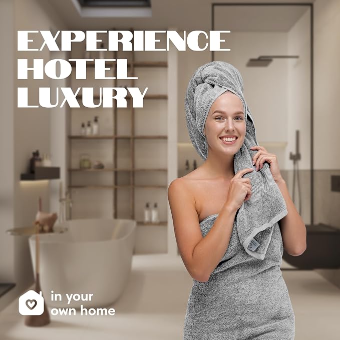 White Classic Luxury Bath Towels Set of 4 Large - Image 6
