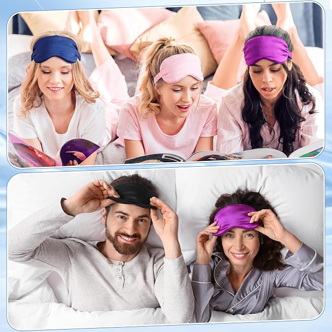 Cutecrop 12 Pcs Silk Sleep Masks Soft Satin Eye Masks - Image 7