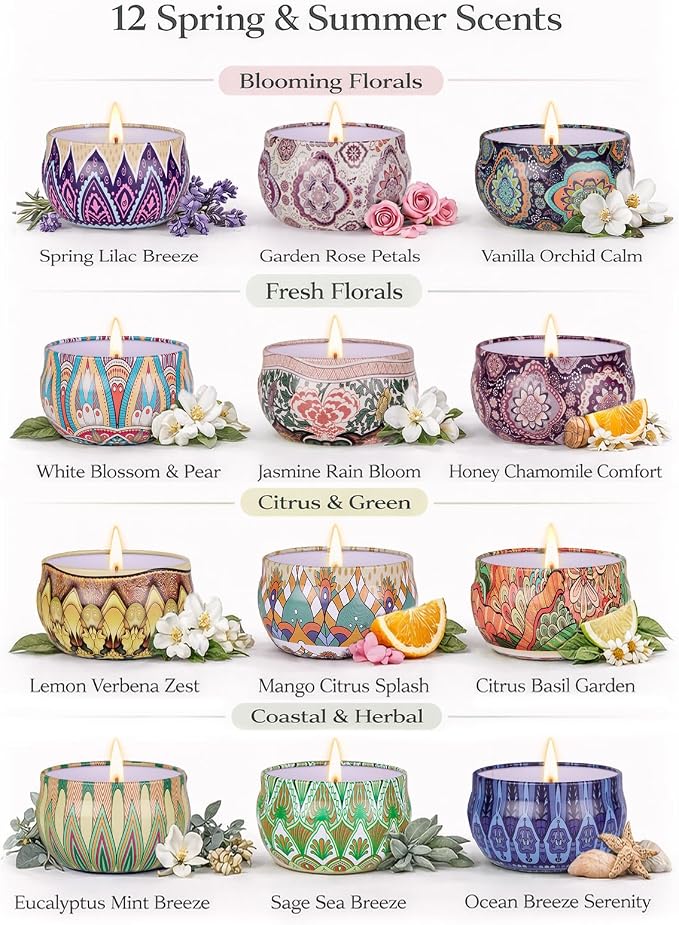 YINUO Scented Candle Gift Set for Women, 12 Pack Soy Wax Aromatherapy Candles - Image 3