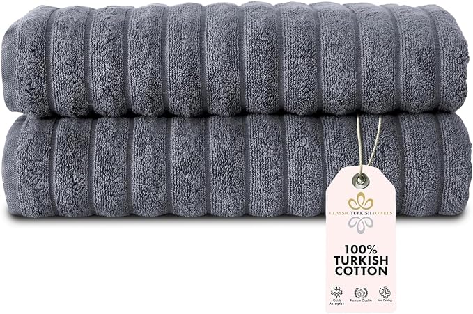 Classic Turkish Towels CTT Premium 2 Pack Bath Towels Set, Made by ClassicTurkishTowels