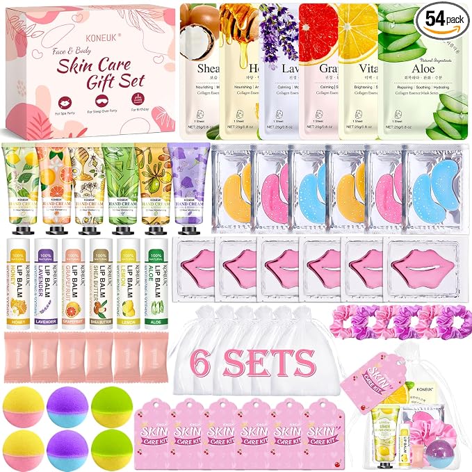 60PCS Spa Party Supplies for Girls, Include Face Masks, Hand Cream, Lip Balm by KONEUK