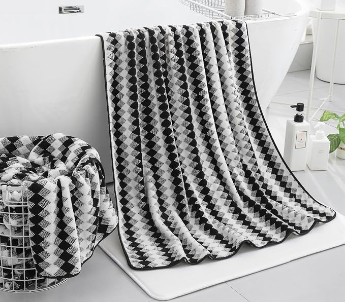 2 Hand Towel Set 16"x31" Black White Towel Set - Image 5