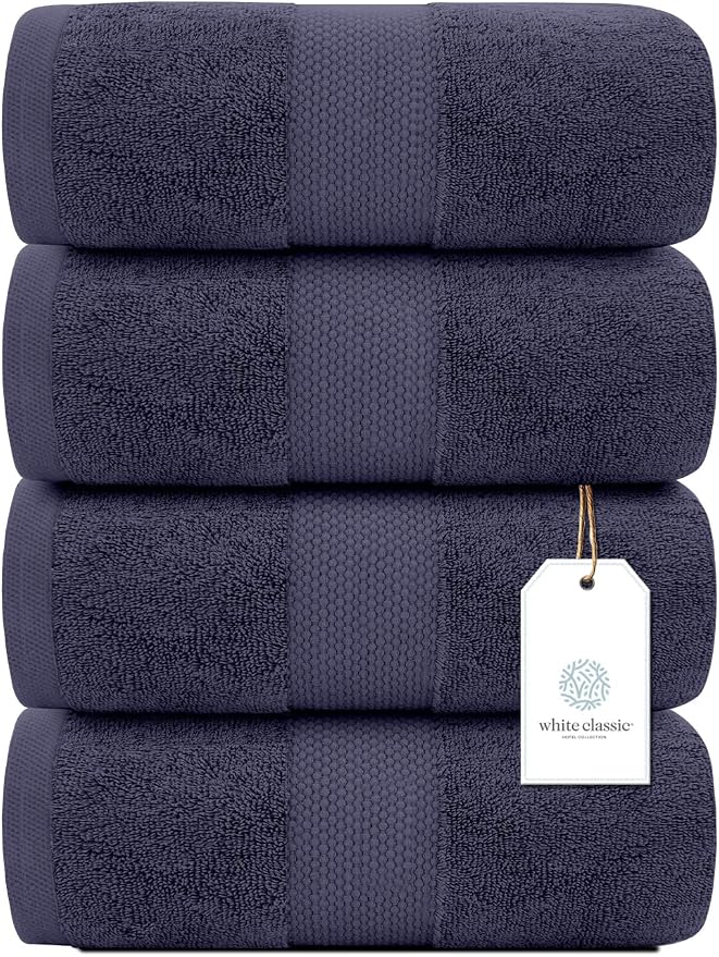 White Classic Luxury Bath Towels Set of 4 Large - Image 2