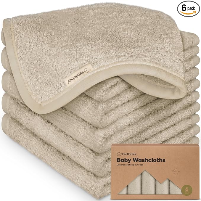 6-Pack Baby Washcloths – Soft Absorbent Viscose from Bamboo Washcloths by KeaBabies