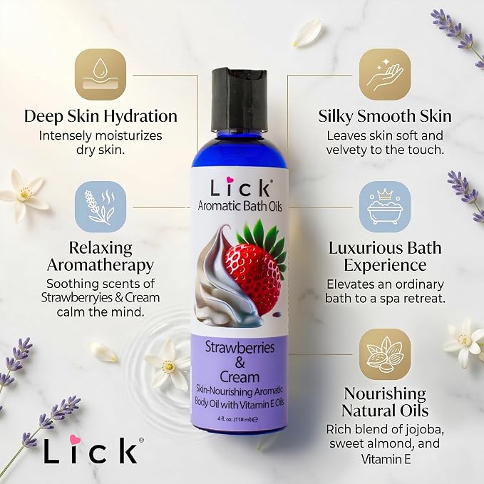 Lick Strawberries and Cream Aromatic Bath Oil - Image 3