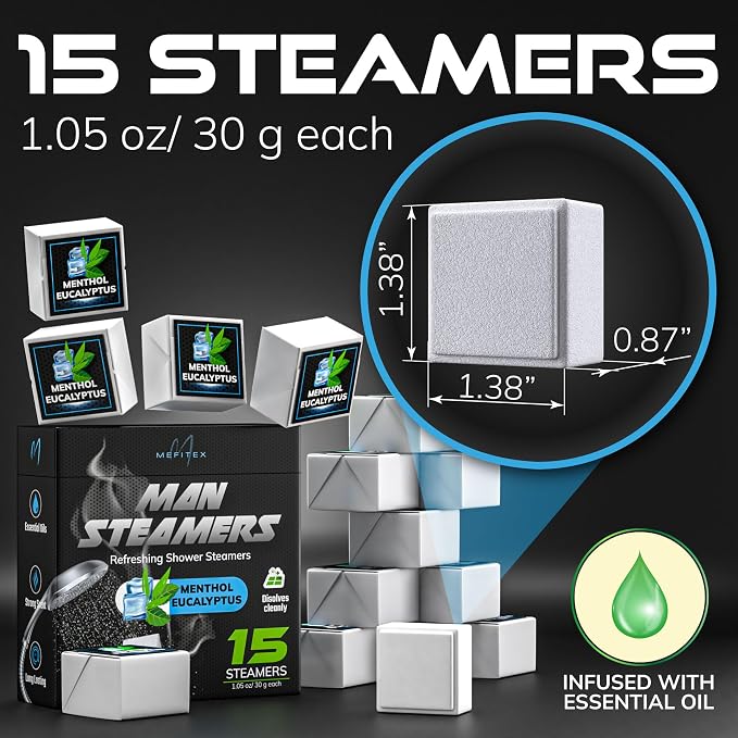Shower Steamers for Men 15 Pack Menthol Aromatherapy Shower Steamers, Strong - Image 6