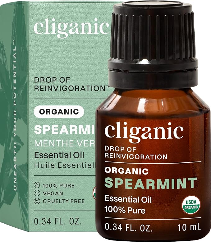 Cliganic USDA Organic Spearmint Essential Oil, 100% Pure Natural Undiluted by Cliganic