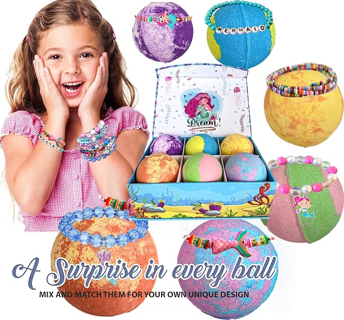 Bath Bombs for Kids with Surprise Inside, Mermaid Bath Bombs for Girls with - Image 6