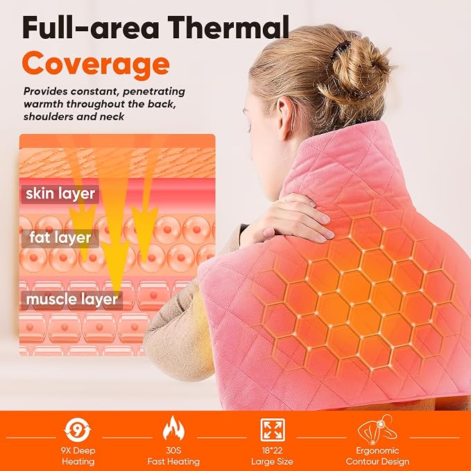 Pink Weighted Heating Pad for Neck Shoulders and Back, Mothers Day Gifts for - Image 3