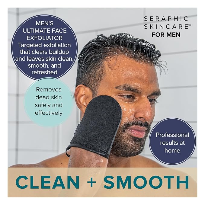 Seraphic Skincare Men Ultimate Exfoliating Facial Mitt – 100% Vegan Dual-Sided - Image 2