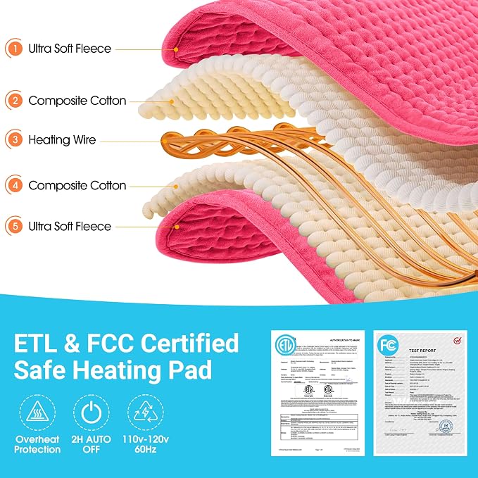 Boileau Electric Heating Pad for Back Pain and Period Cramps Relief, 3 Heating - Image 6