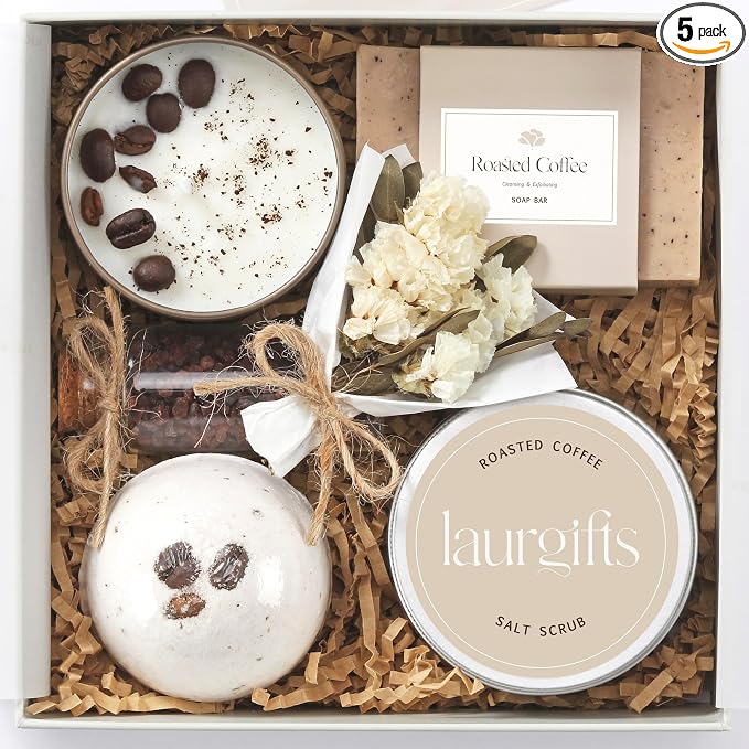 Mothers Day Spa Box for Women – Coffee Scented Candle Set by LaurGifts