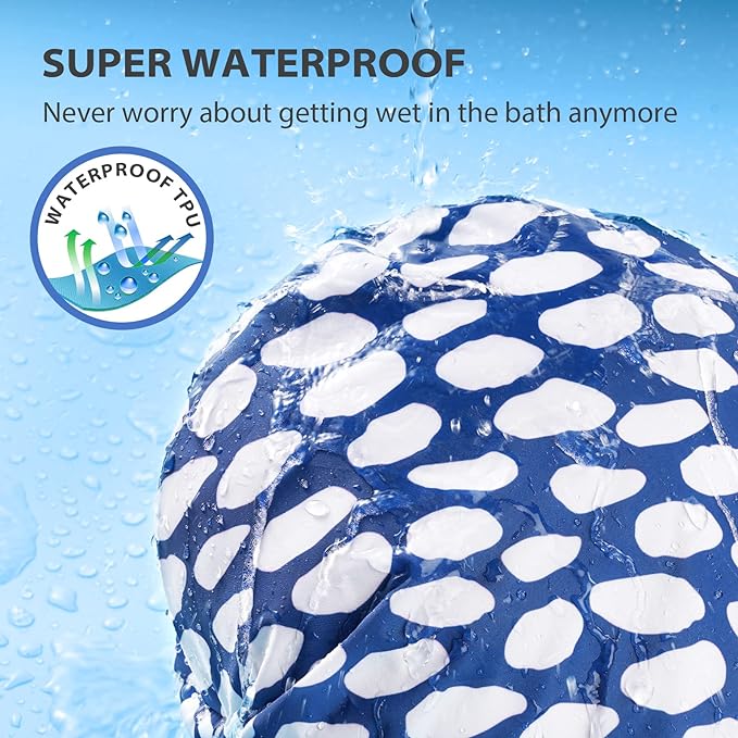 INNELO Luxury Shower Cap for Women Reusable Waterproof, Double Layered Shower - Image 2