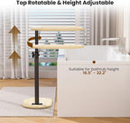 Bamboo Bathtub Table with Adjustable Height, Freestanding Bath Tray Caddy Board - Image 3