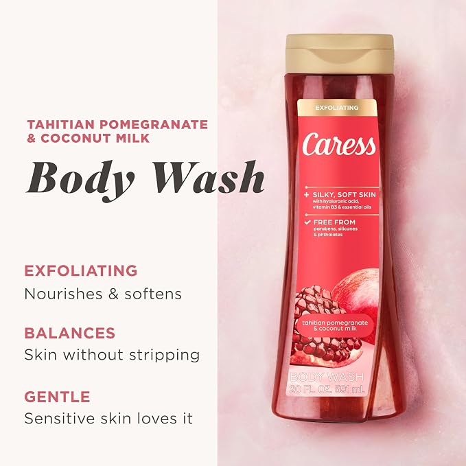 Caress Tahitian Pomegranate & Coconut Milk Exfoliating Scrub Body Wash - Image 2