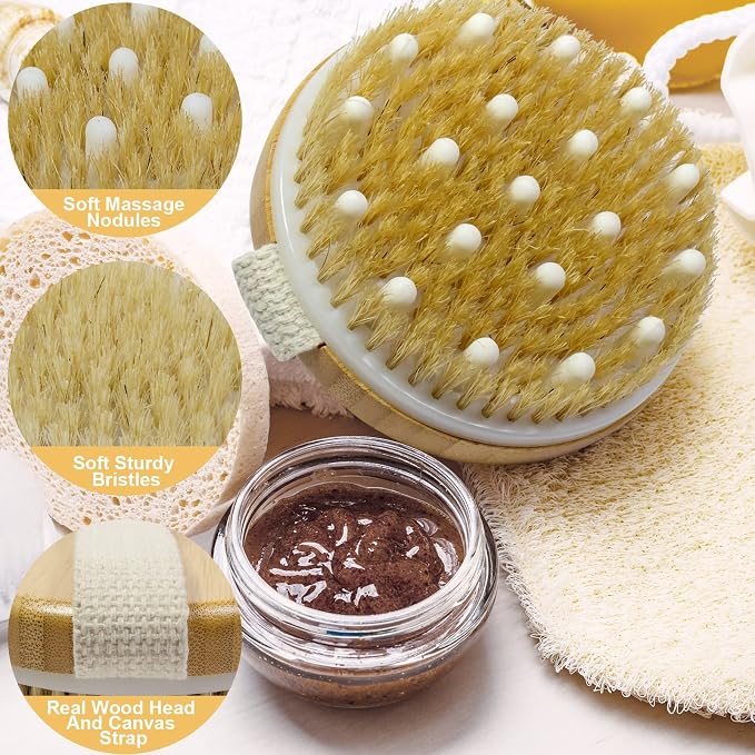 Bamboo Dry Body Brushes, Dry Body Scrubber - Image 3