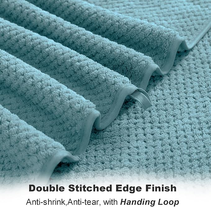 Smuge 8-Piece Turquoise Bath Towel Set, 2 Extra Large Bath Towel Sheets - Image 4