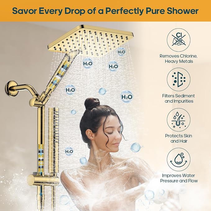 Filtered Shower Head with Handheld Spray Combo High Pressure Rain Shower Head - Image 2