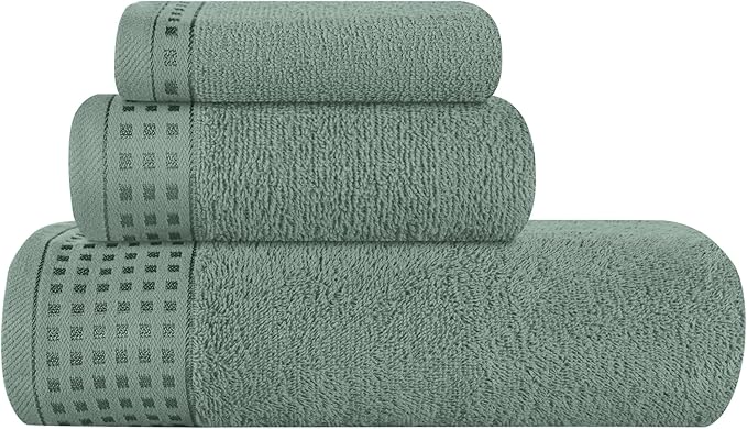 GLAMBURG Ultra Soft 3 Pack Cotton Towel Set, Contains a Bath Towel 28x55 inch by GLAMBURG