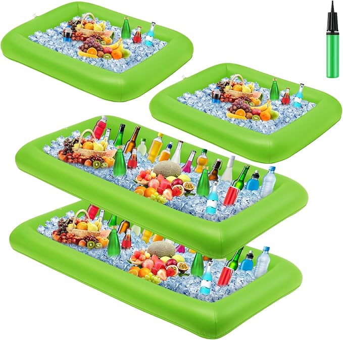 Leitee 4 Pcs Inflatable Ice Serving Bars Buffet Serving Tray Drink Cooler by Leitee